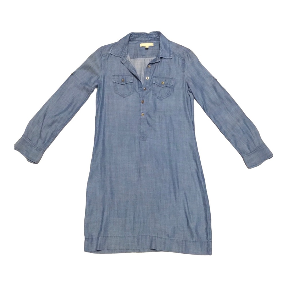 Banana Republic Long Blue Jean Shirt Sz 00 Petite